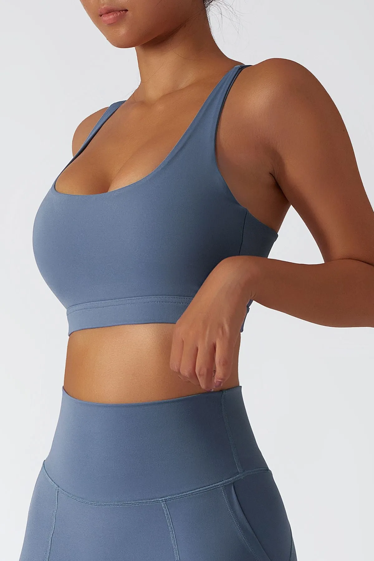 Plunge Neck Racerback Sports Bra