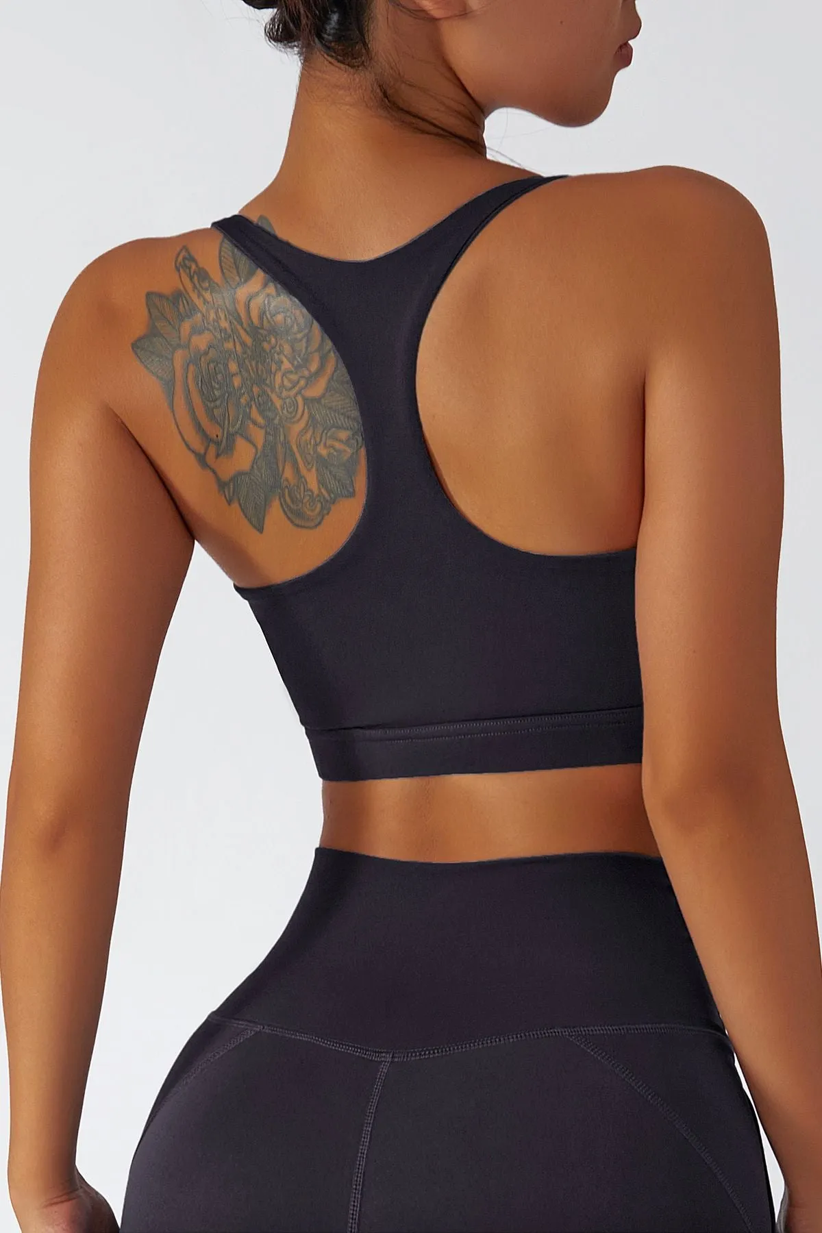 Plunge Neck Racerback Sports Bra