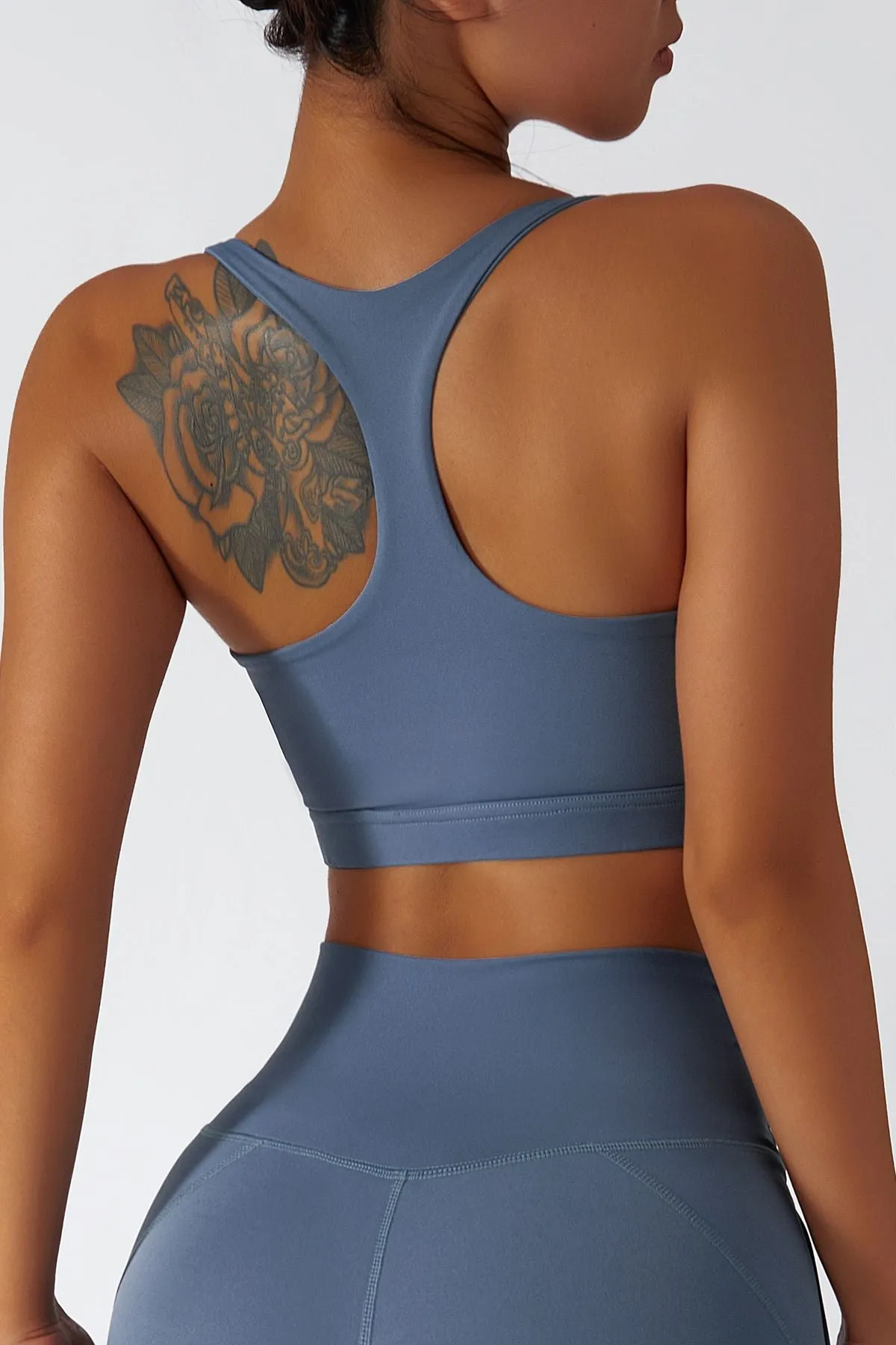 Plunge Neck Racerback Sports Bra