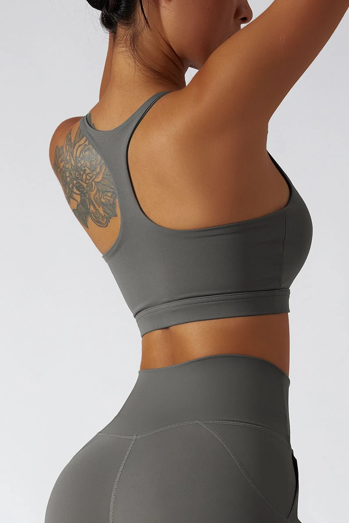 Plunge Neck Racerback Sports Bra