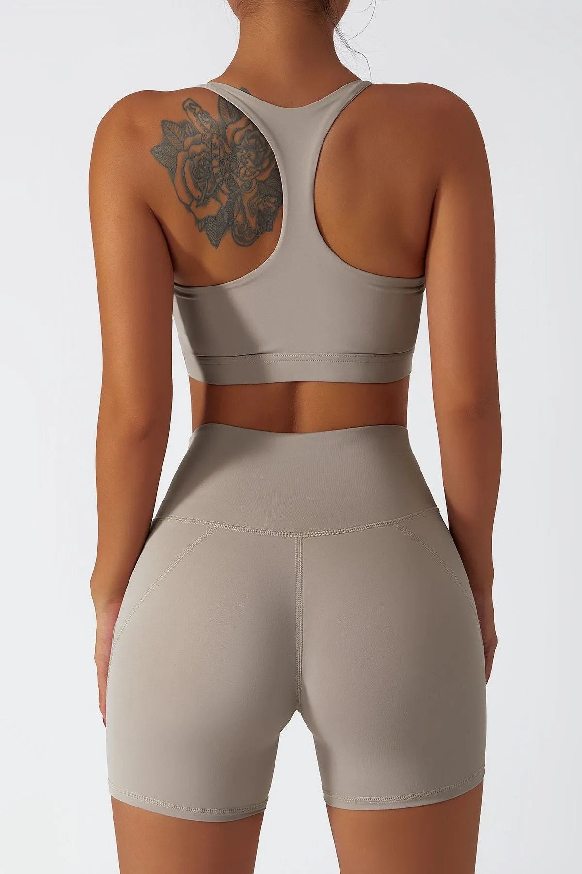 Plunge Neck Racerback Sports Bra