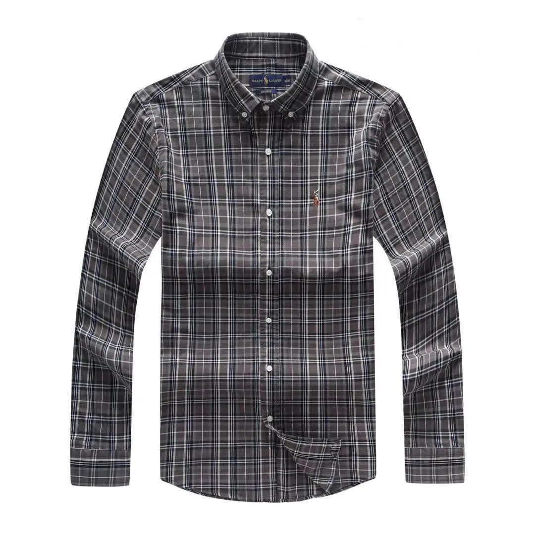 PRL Men's Custom Fit Long Sleeve Shirt-Gray