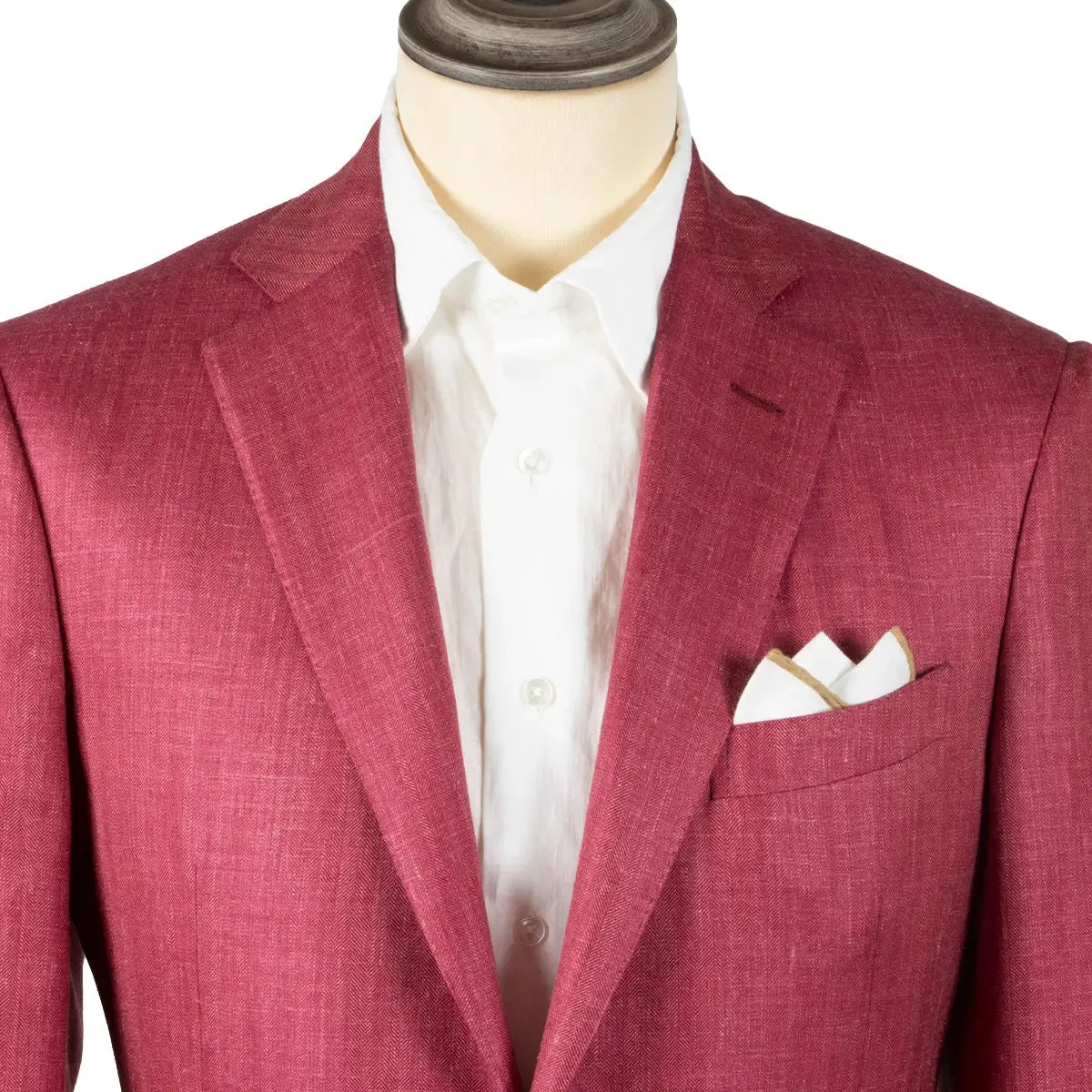 Raspberry Wool, Silk, & Linen Herringbone Jacket