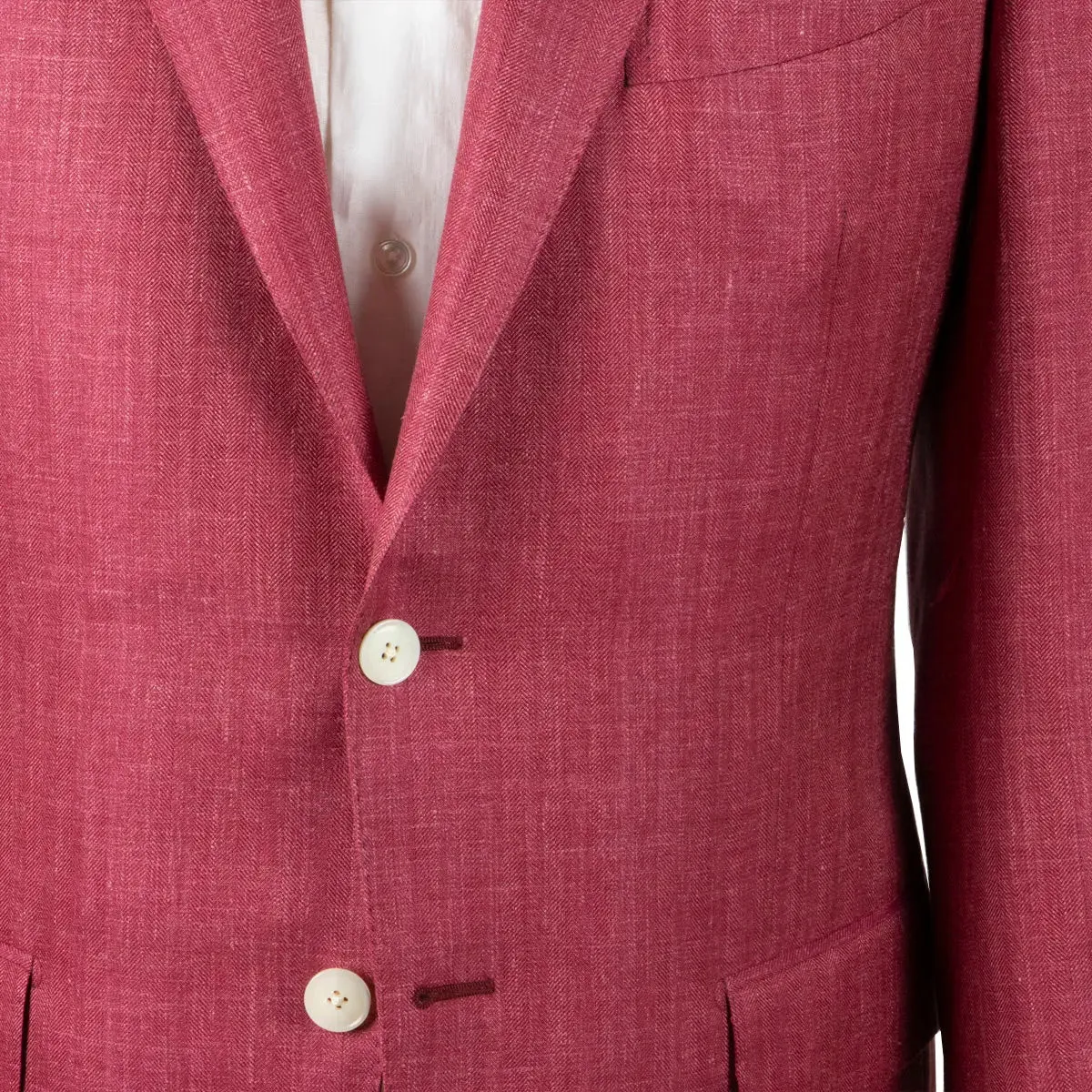 Raspberry Wool, Silk, & Linen Herringbone Jacket