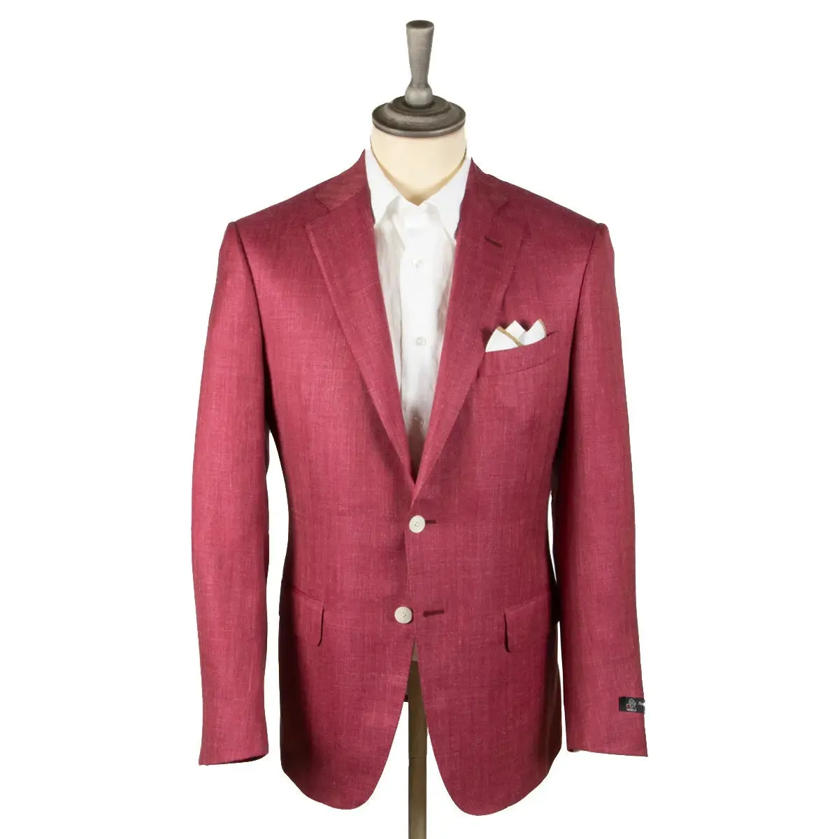 Raspberry Wool, Silk, & Linen Herringbone Jacket