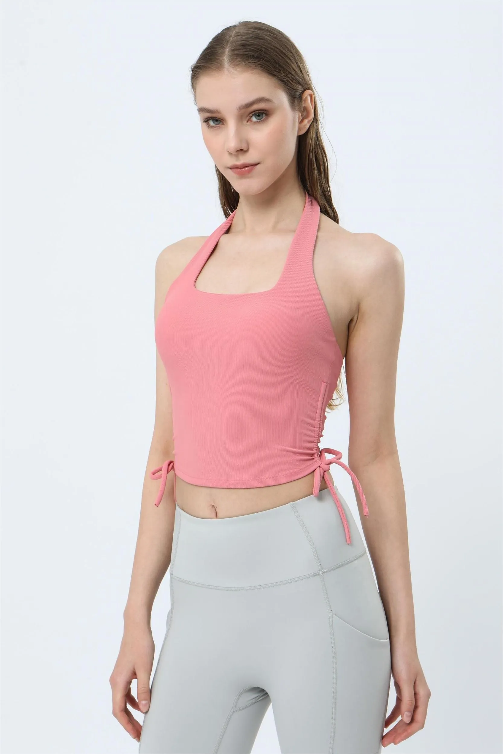 Ribbed Halter Neck Tank Tops