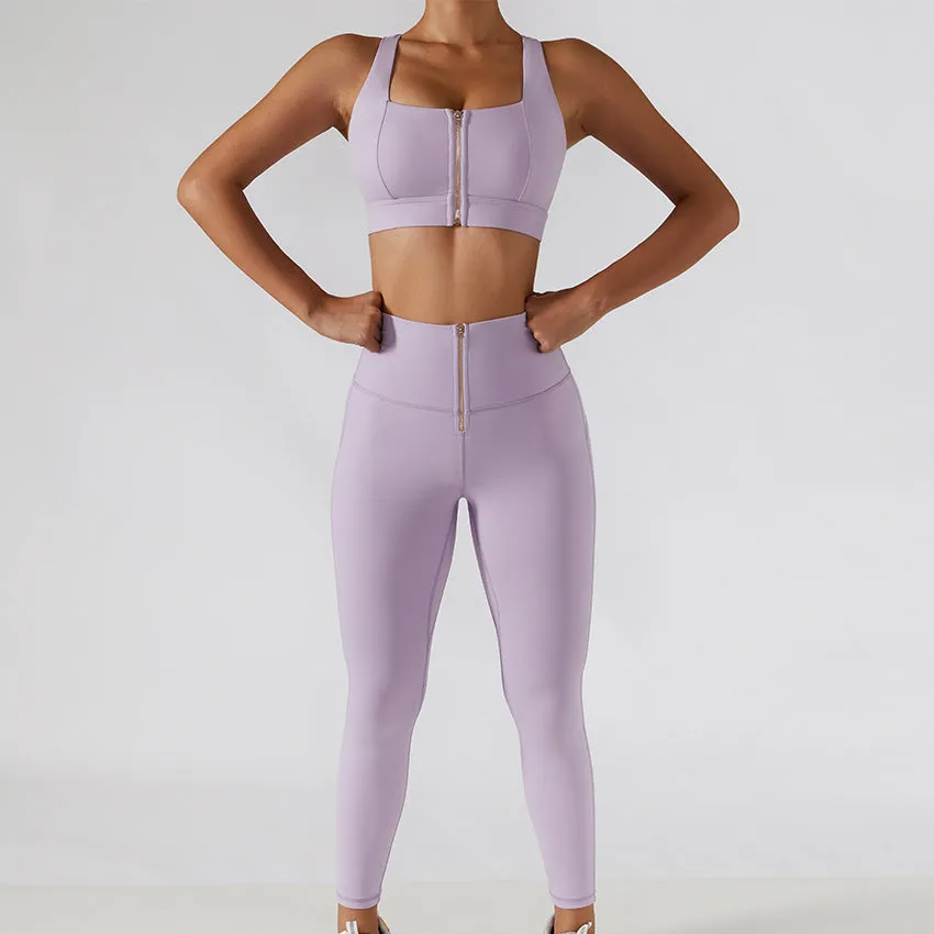 Ribbed One Shoulder Yoga Back Bra Yoga Pants Set