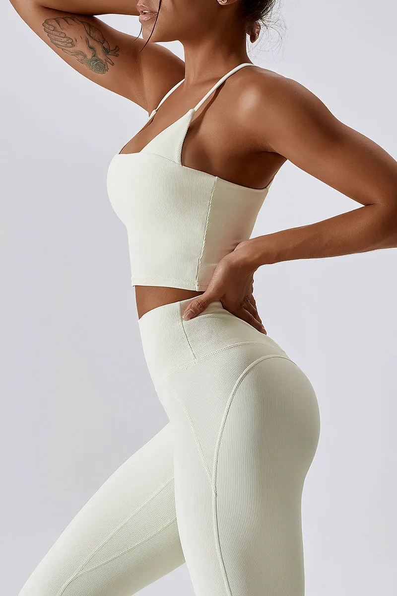 Seamless Ribbed Cross Back Sports Bra