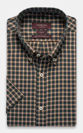 SEMI FORMAL SHIRT HALF SLEEVE GREEN CHECK