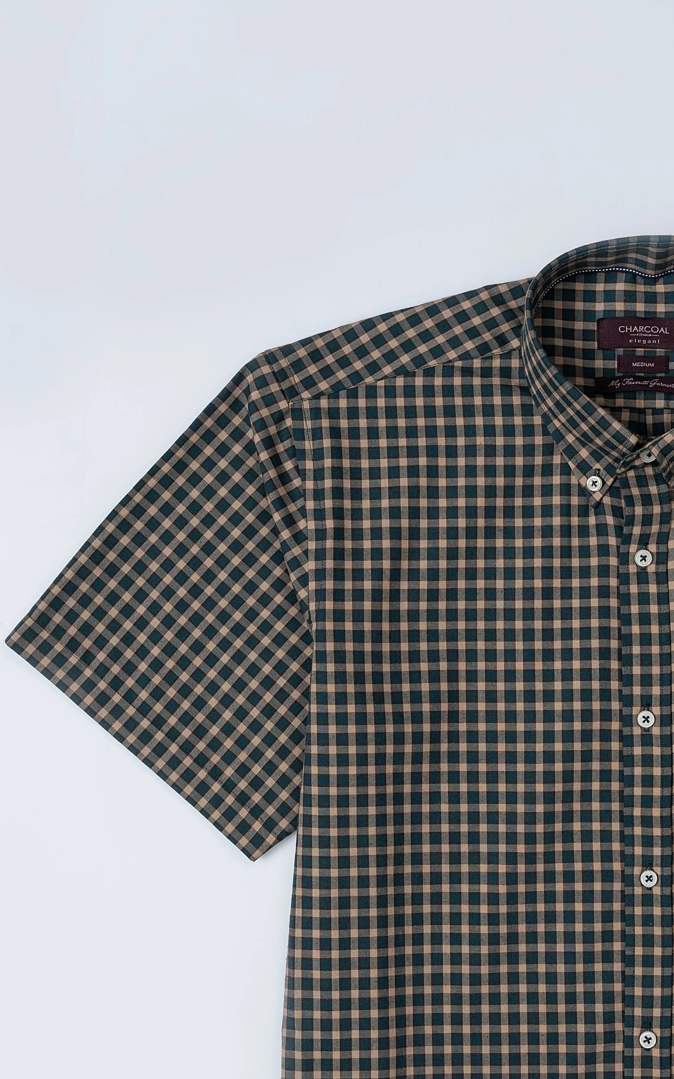 SEMI FORMAL SHIRT HALF SLEEVE GREEN CHECK