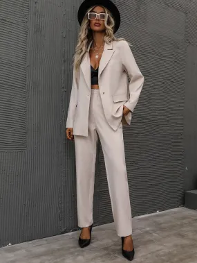 SHEIN  Single Button Lapel Collar Blazer & Tailored Pants