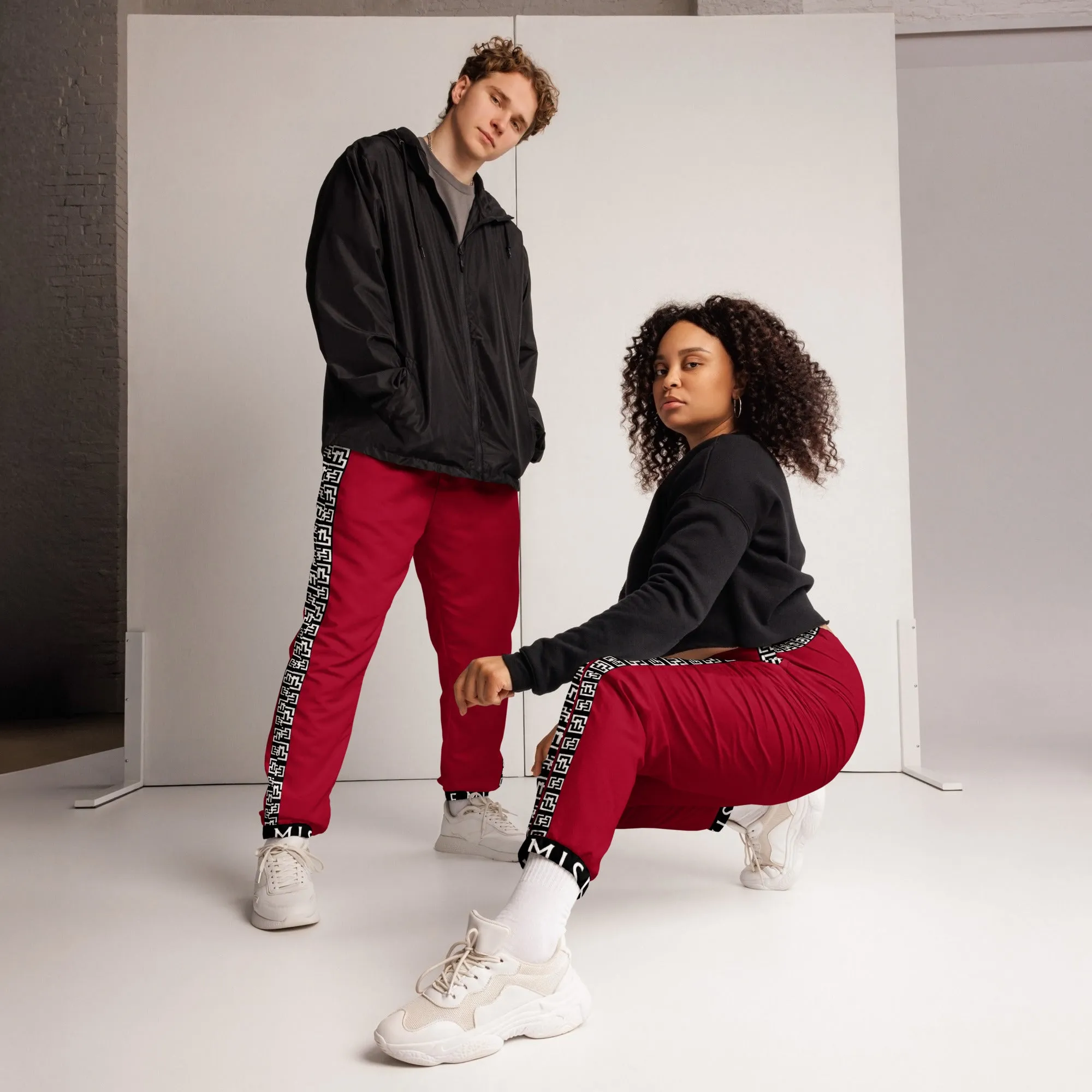 Side Solid Unisex Carmine track pants