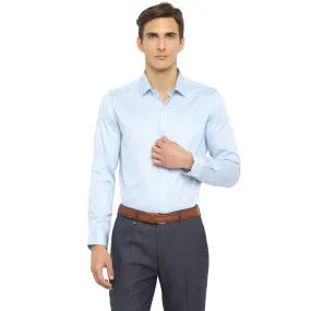 Sky Blue Cotton Printed Slim Fit Shirts