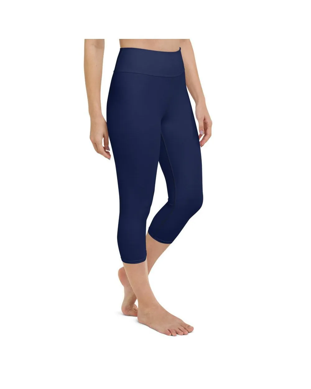 Solid Ocean Blue Yoga Capris