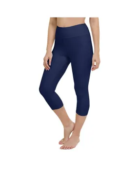 Solid Ocean Blue Yoga Capris