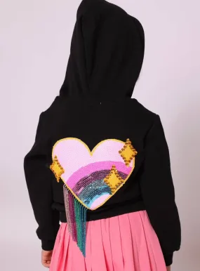 Sparkle Heart Crystal Rain Hoodie