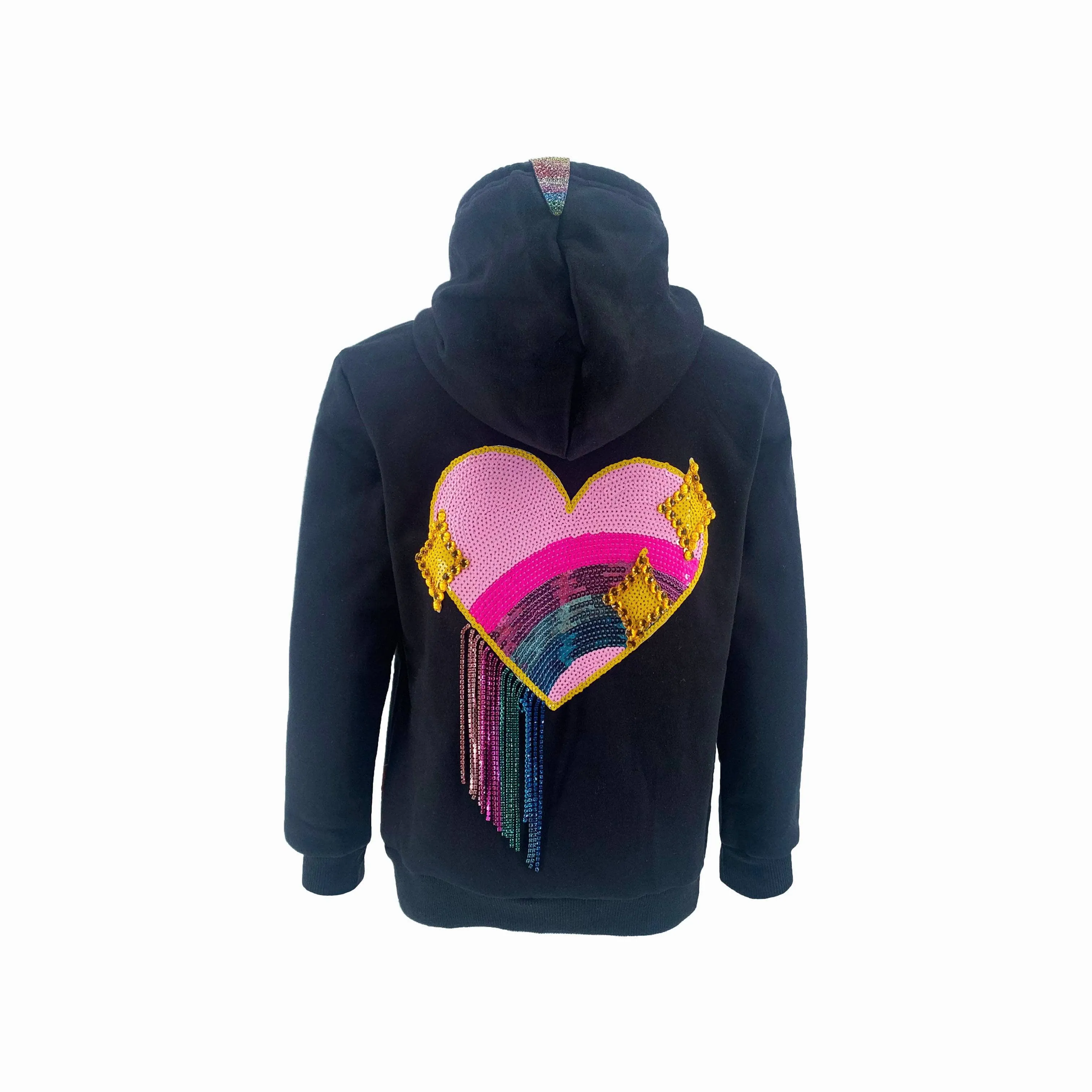 Sparkle Heart Crystal Rain Hoodie