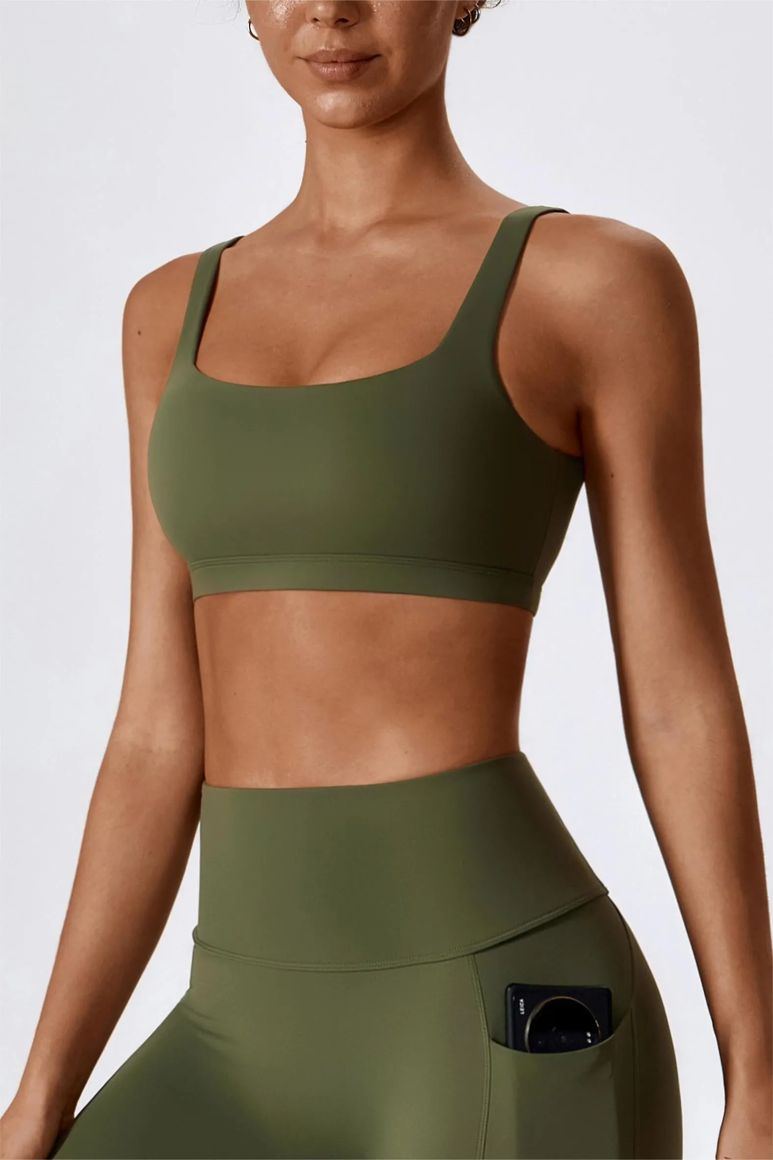 Square-Neck U-Back Sports Bra