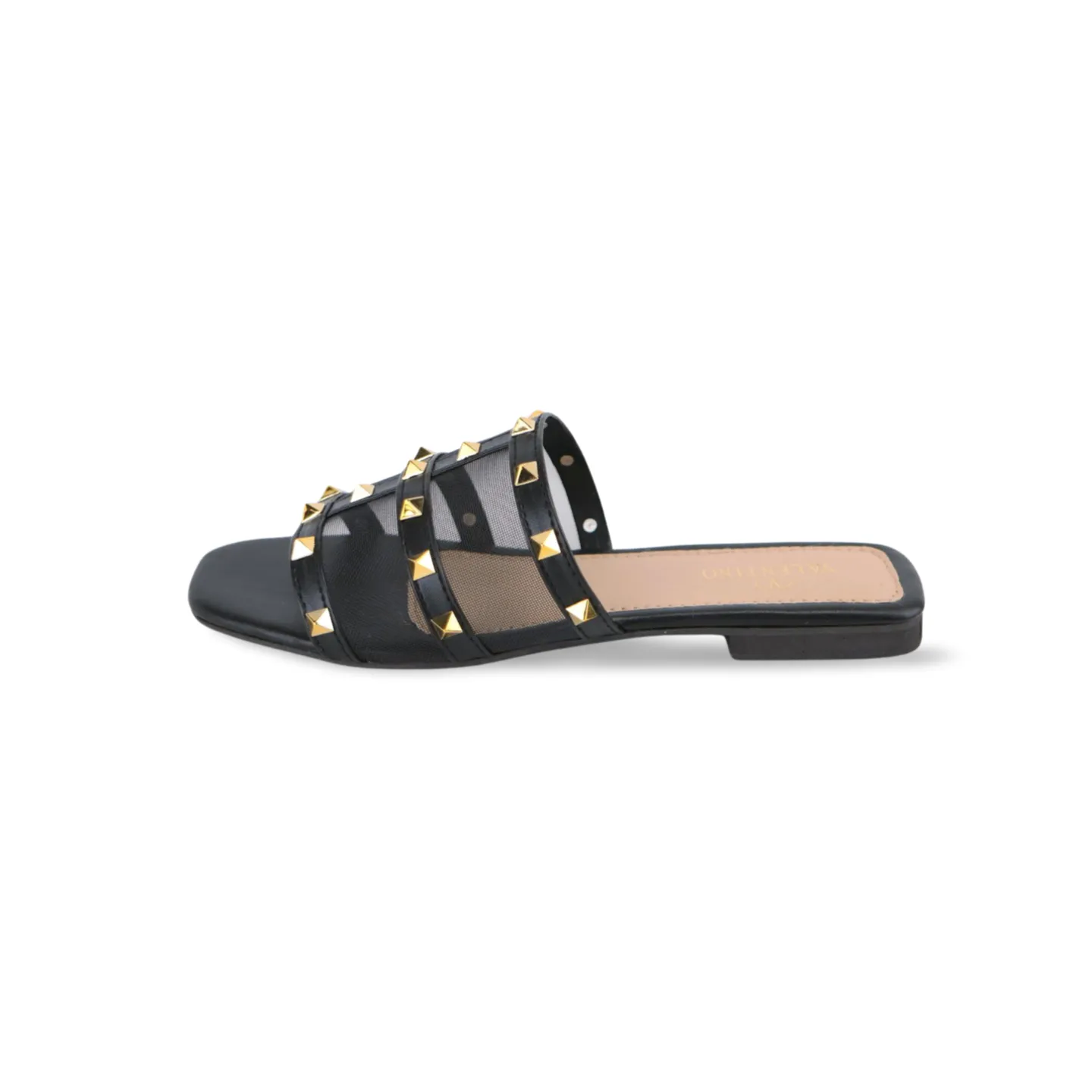 Stylish Women's Flat Sandals with Gold Stud Accents