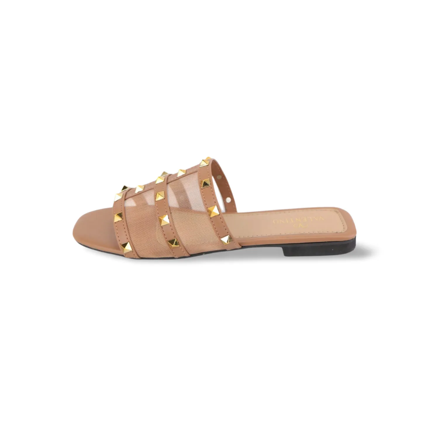 Stylish Women's Flat Sandals with Gold Stud Accents