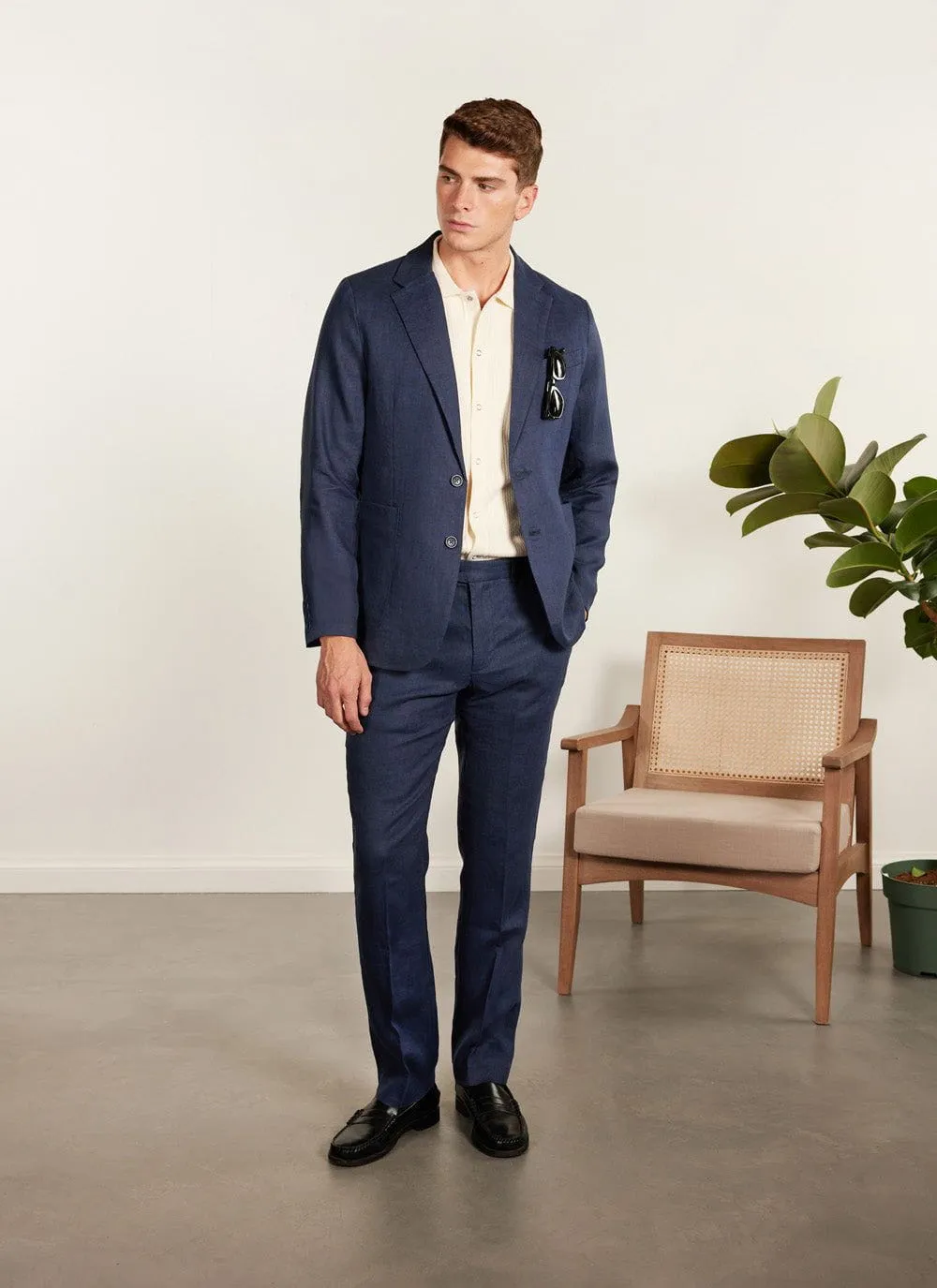 Tailored Linen Blazer | Royal Blue