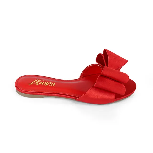 TIZZY-5 Red Satin Flat Sandal