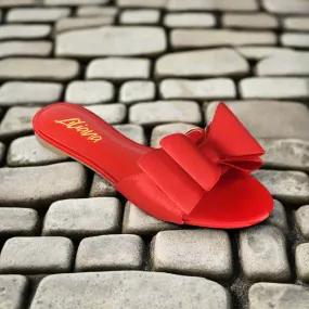 TIZZY-5 Red Satin Flat Sandal