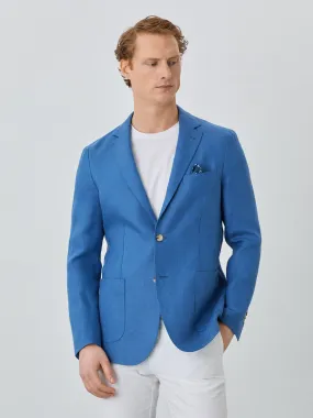 Unstructured Hopsack Blazer With Patch Pockets In Linen