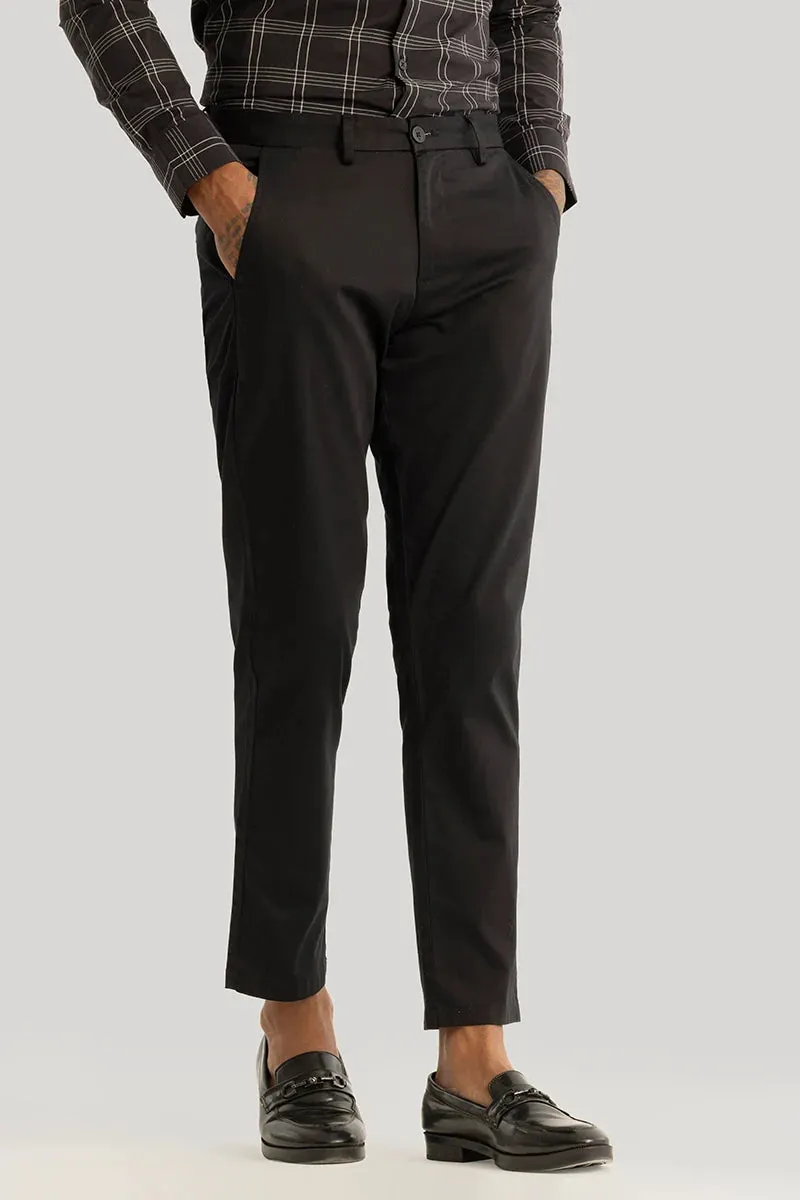 Urban Stride Black Plain Slim Fit Chinos