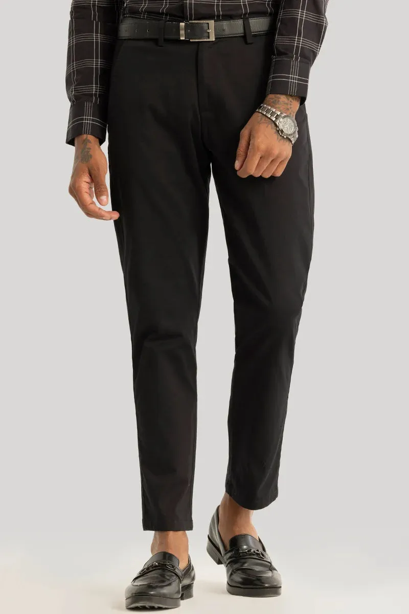 Urban Stride Black Plain Slim Fit Chinos