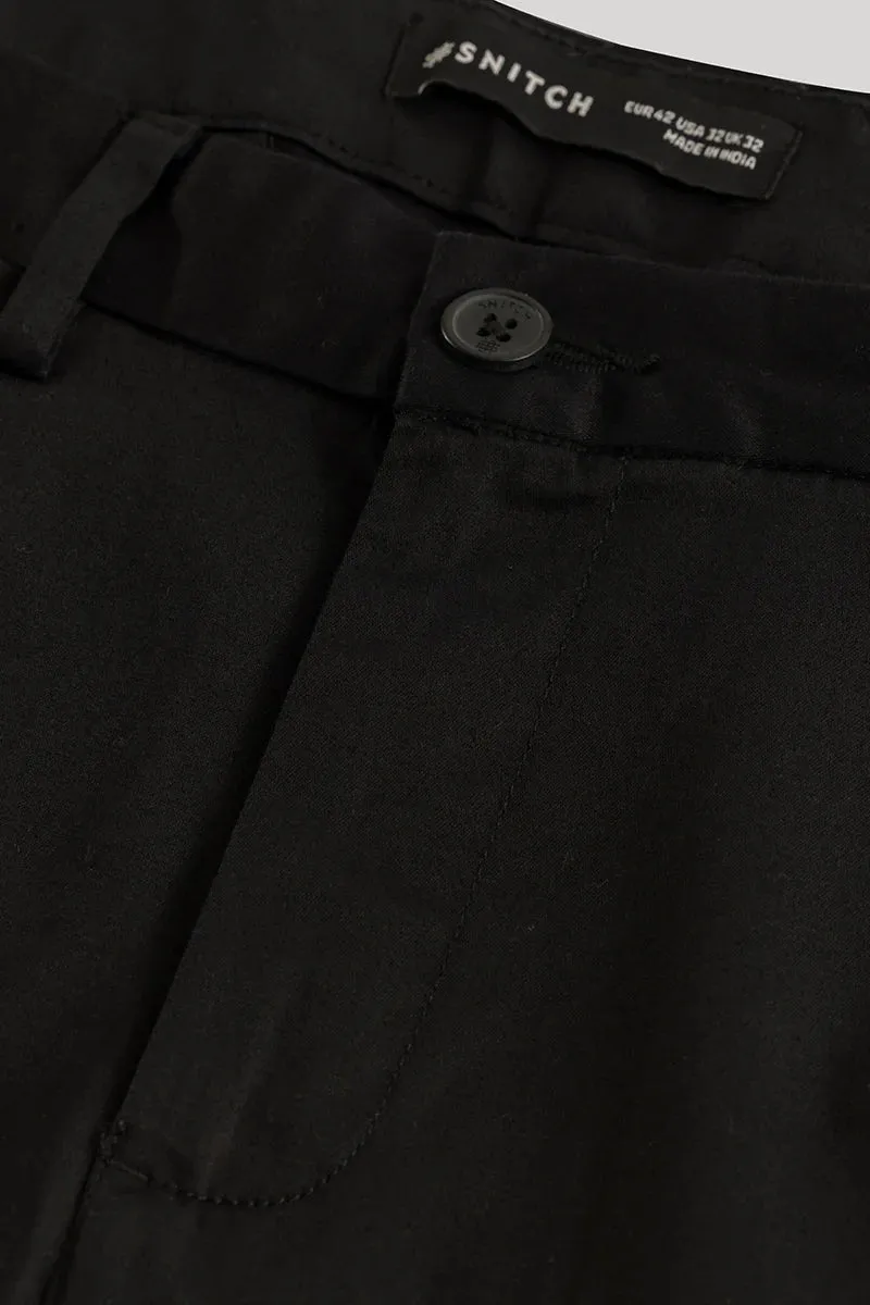 Urban Stride Black Plain Slim Fit Chinos