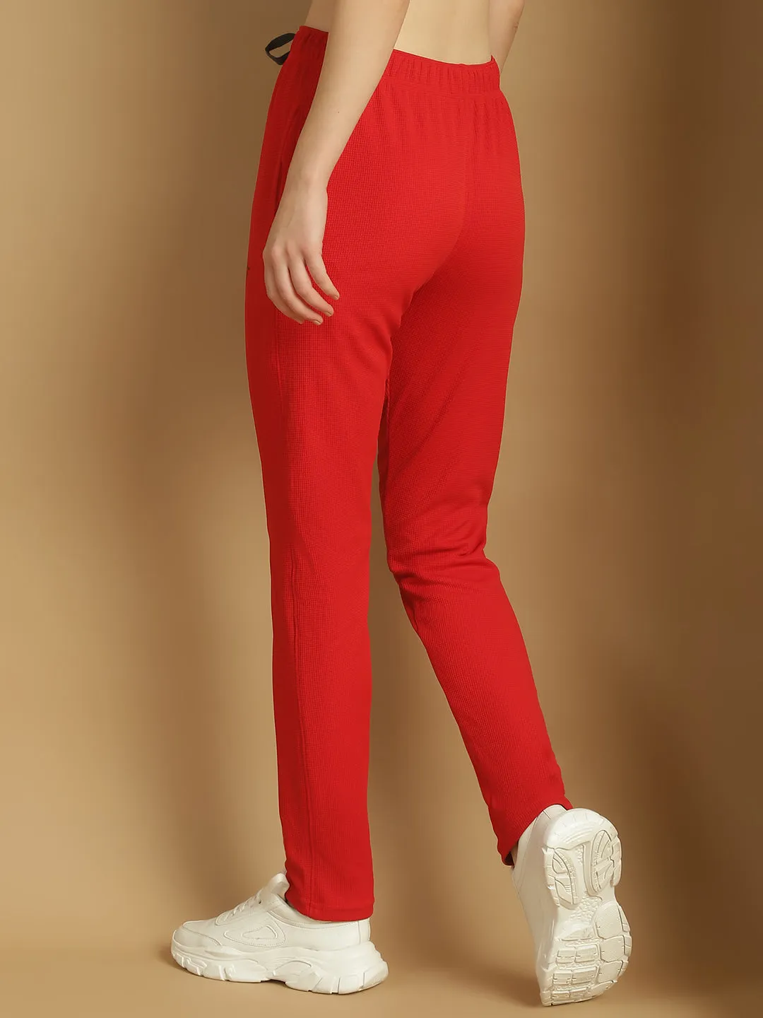 Vimal Jonney Solid Red Regular Fit Polyster Lycra Trackpant For Women