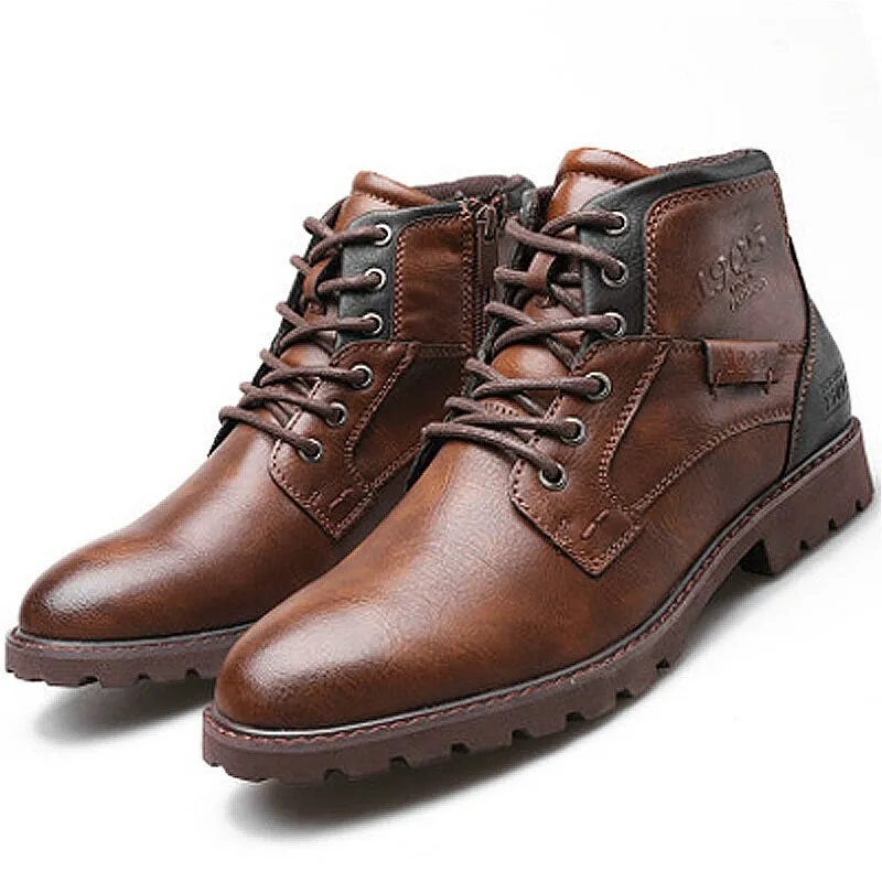 West Louis™ Designer Leather Outdoor Ankle Boots