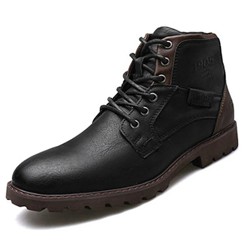 West Louis™ Designer Leather Outdoor Ankle Boots