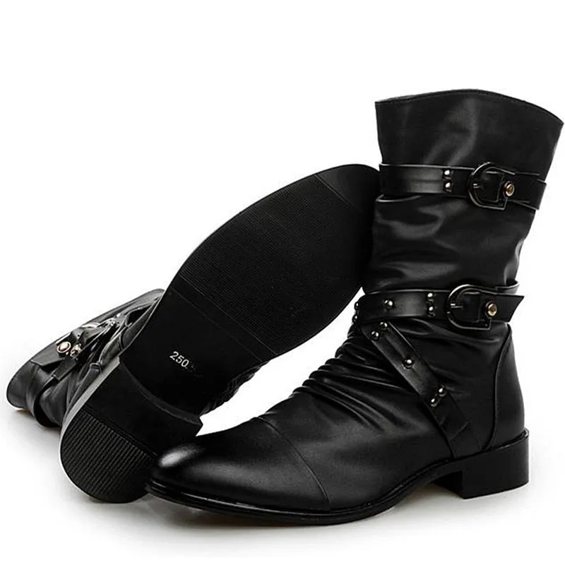 West Louis™ Punk Rock Biker Leather Boots