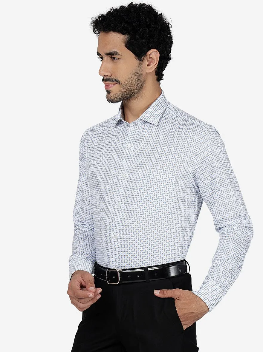 White & Black Printed Slim Fit Formal Shirt | Metal