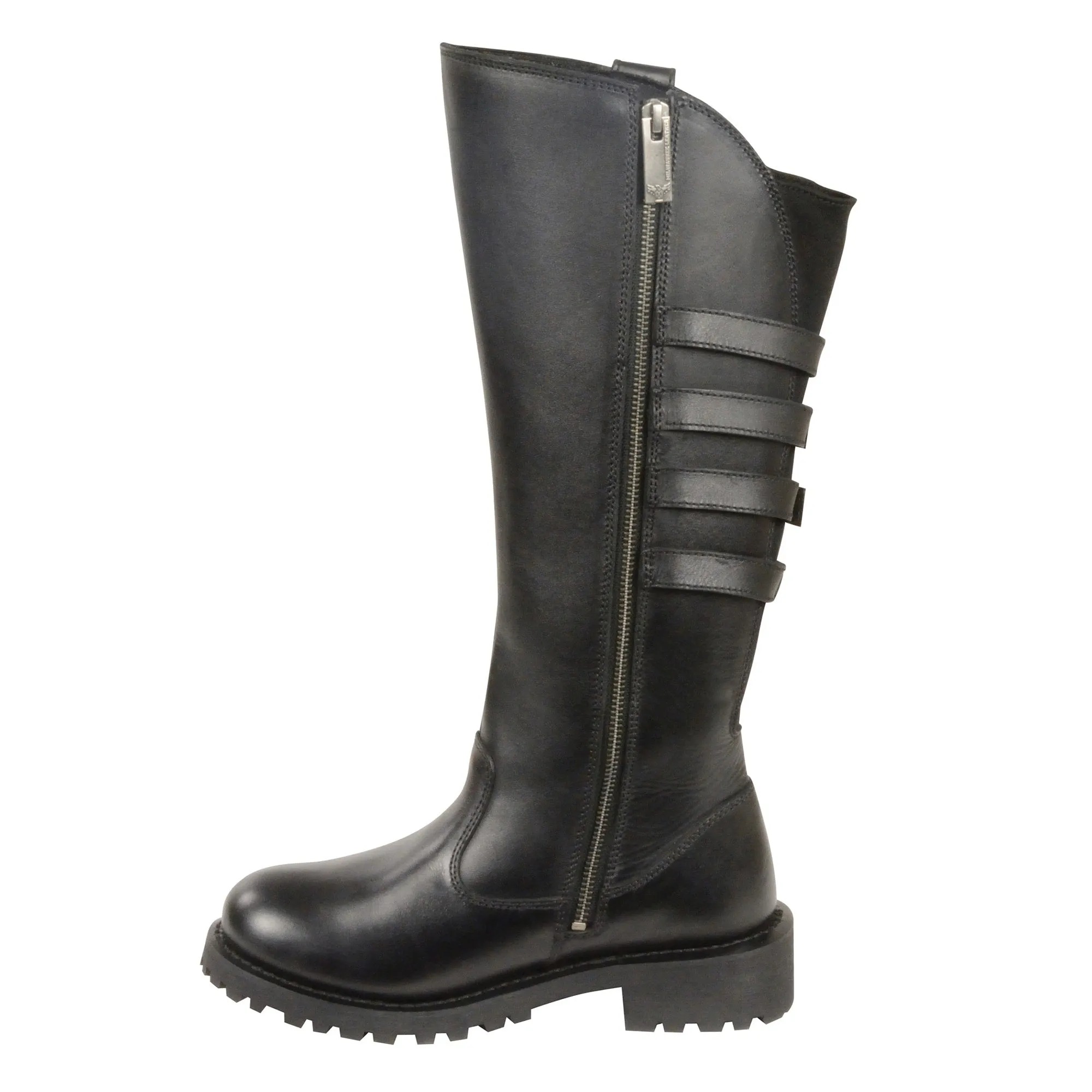 Women’s 15″Inch High Rise Leather Riding Boot w/ Four Calf Buckles