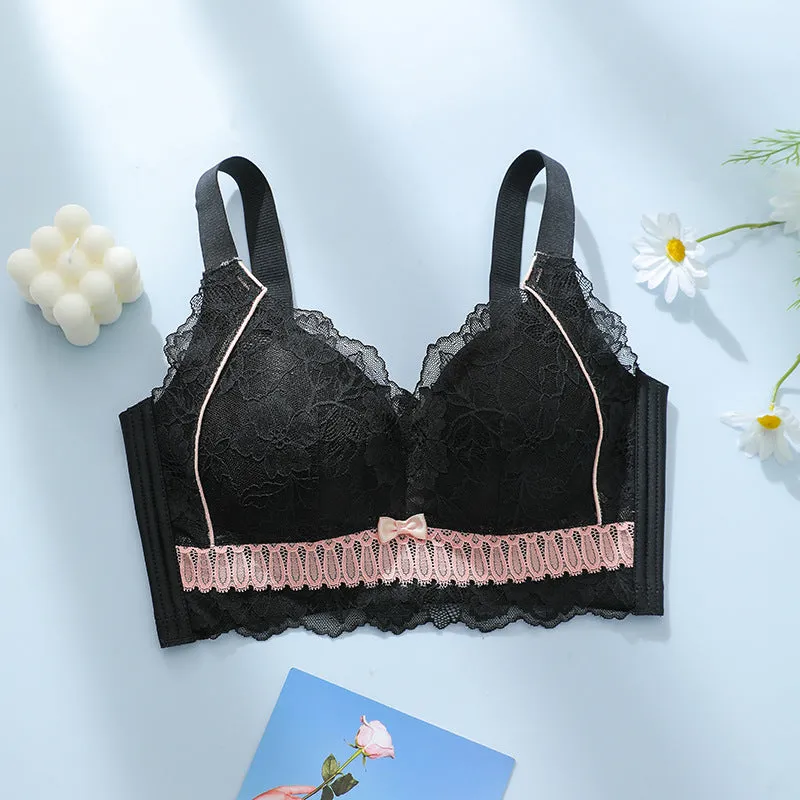 Women's bras with anti-sagging, full cup, anti-sagging, large breasts, small side breasts, thin and adjustable bras without steel rings